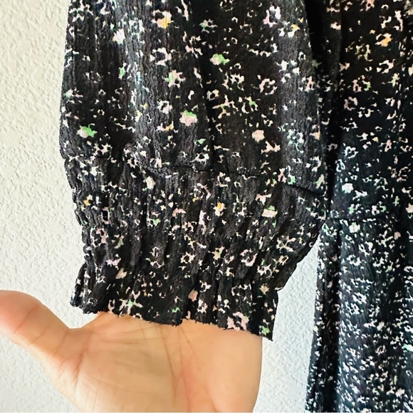 Zara Regencycore Floral Print Puffy Sleeve Black Dress Size Large - Picture 6 of 11